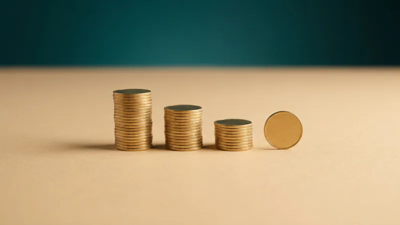 ثلاث أكوام من العملات بارتفاعات مختلفة