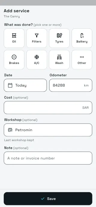 Sayarti+ add service screen
