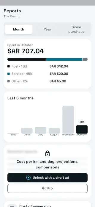 Sayarti+ reports screen